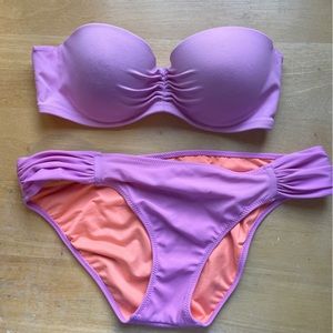 Victoria’s Secret Bikini Set in lilac & coral, m & 34B